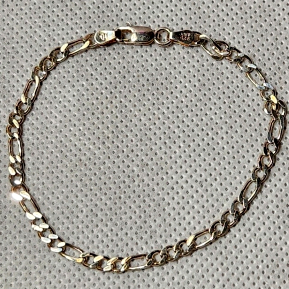 Sterling Silver Figaro Link Bracelet GM Italy 7 inch 3.1g